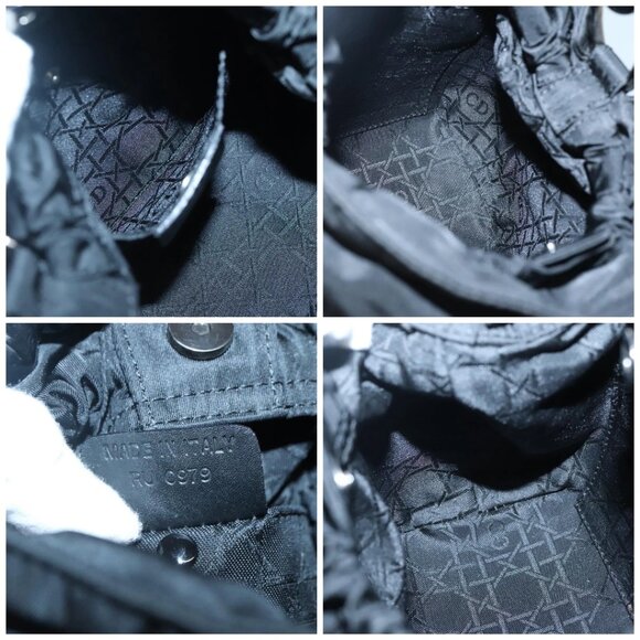 Christian Dior Maris Pearl Hand Bag Nylon Black Silver - Picture 14 of 15